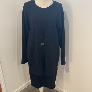 vintage Helen HSU Black metallic knit 3 pc. Set 1X